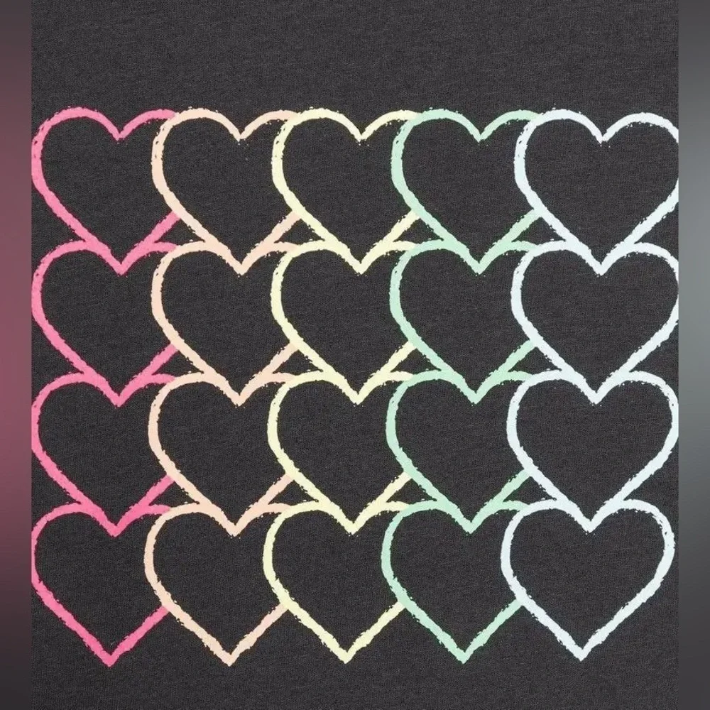 4/$25 Gap kids Heart Graphic Long Sleeve T-Shirt Girls Size Large Gray Pink